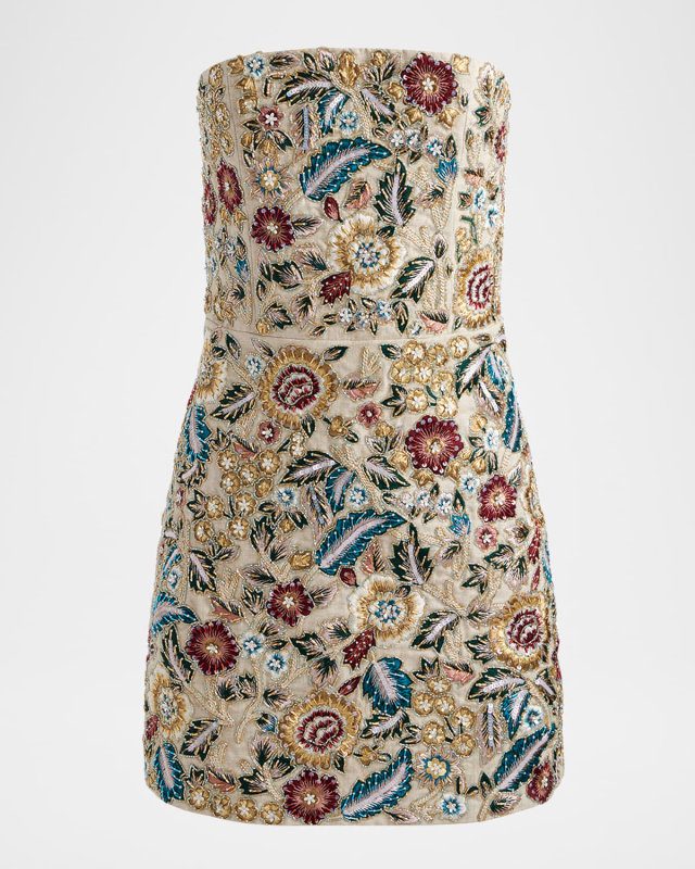 Velia Embellished Strapless Mini Gown